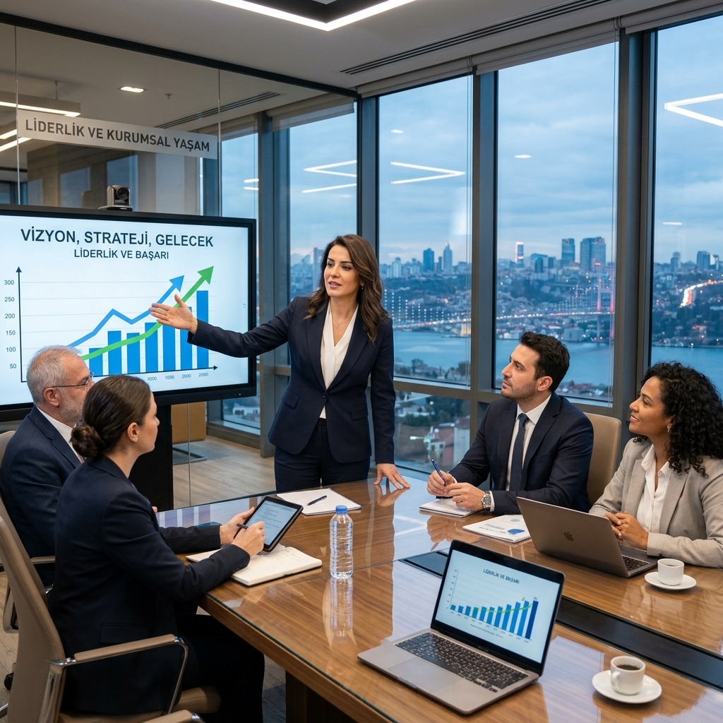 Kurumsal yaşam ve liderlik temalı konsept görseli